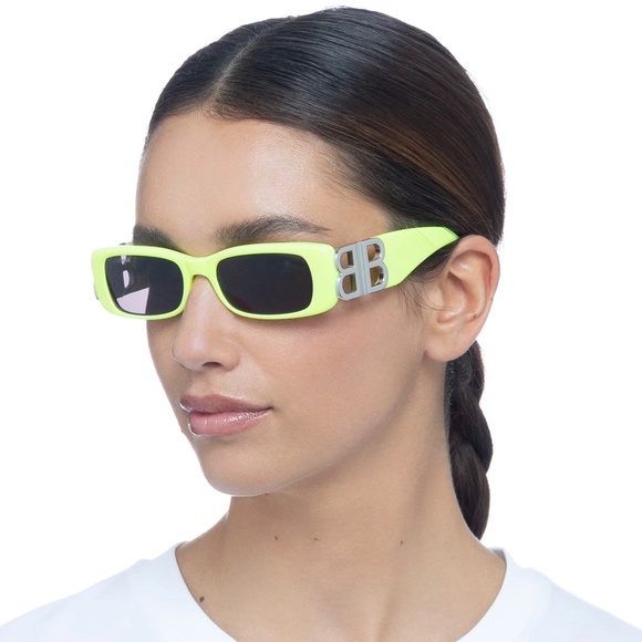 NEW BB0096S 008 BALENCIAGA YELLOW GREY SQUARE WOMEN BALENCIAGA SUNGLASSES - Picture 1 of 10